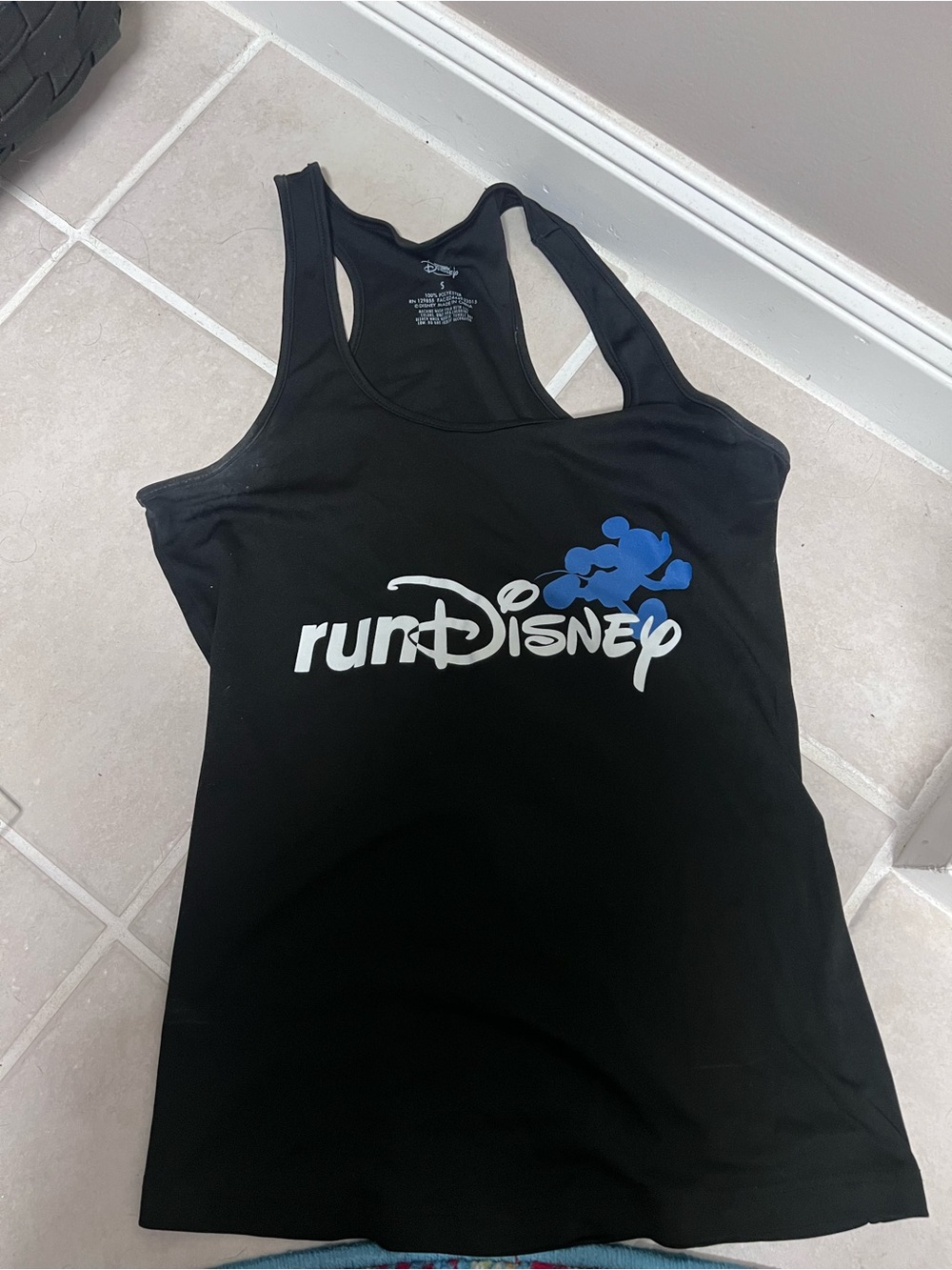 RunDisney Black Tank with Blue Mickey Run Logo